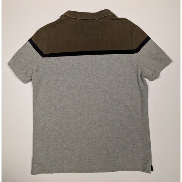 Banana Republic Oraganic Cotton Pique Polo Mens Medium Gray Olive Green - Picture 2 of 12